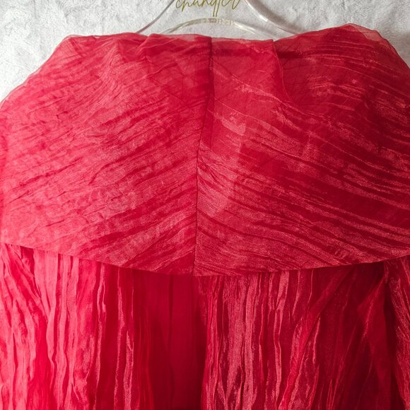 Red Dress Jacket Women's Cropped Translucent Fabric Undersized Sleeve - Picture 5 of 9
